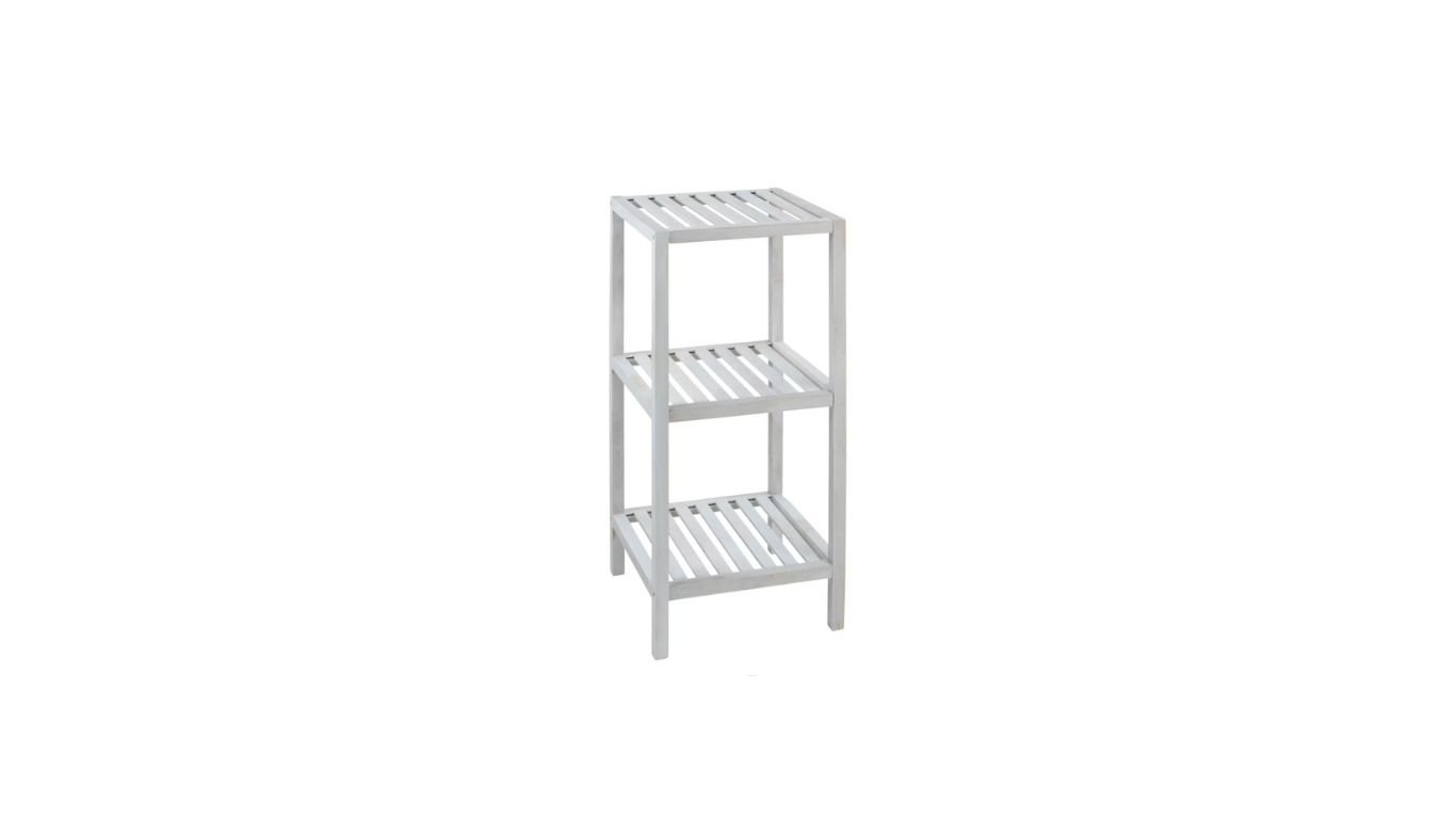 White bathroom shelf Norway – 3-tier – Solid Walnut By Wenko.de